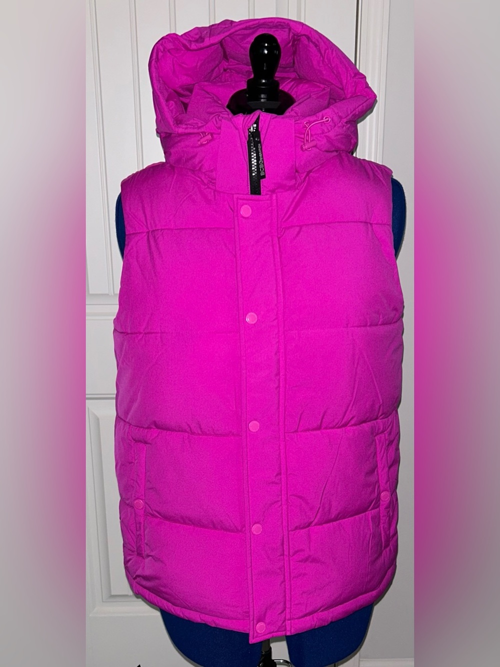 BCBGeneration Women’s Hooded Puffer Vest - Bright Magenta
